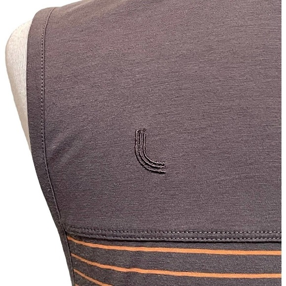 🍀 Lolë Gray Orange Striped Stretch Sleeveless Fit And Flare Dress Size S - Picture 5 of 10